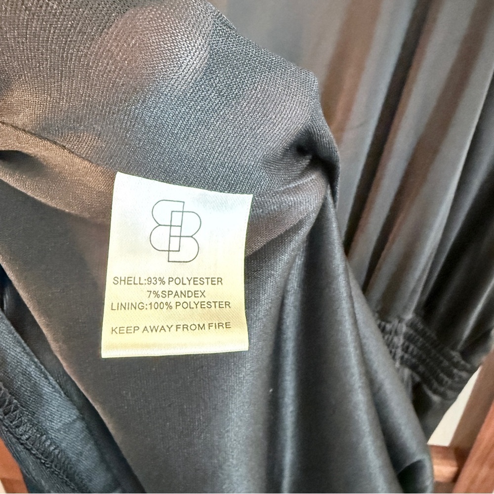 Baltic Born Poppy Black Satin Tie Front Midi Dress Size XL - Picture 6 of 7